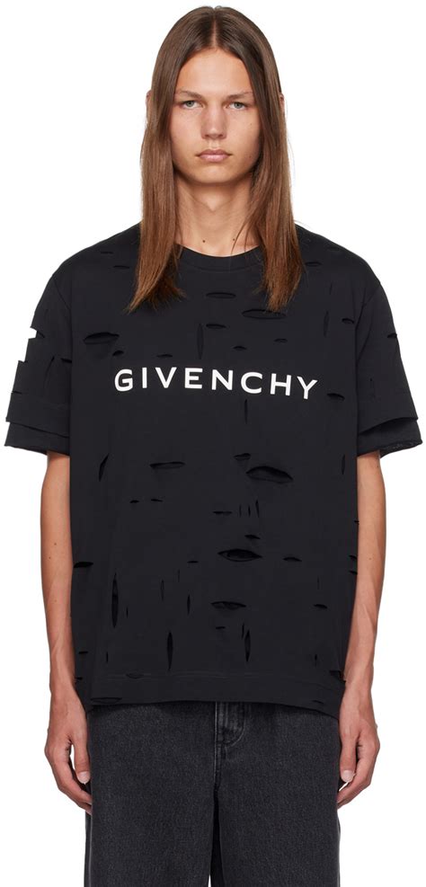 Givenchy: Black Distressed T